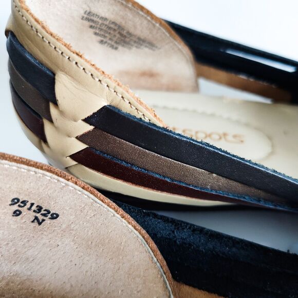 Softspots Woven Comfort Leather Huarache Sandals Slingback Flat 9 Narrow - Picture 9 of 11